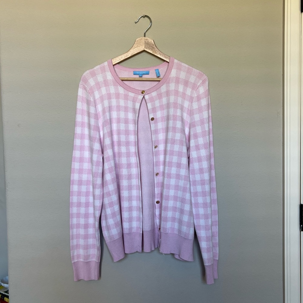 Draper James Pink Gingham Sweater